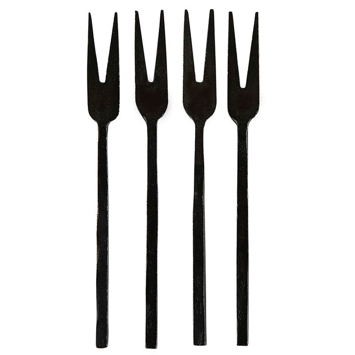 Appetizer Forks | Hammered Matte Black Set/4