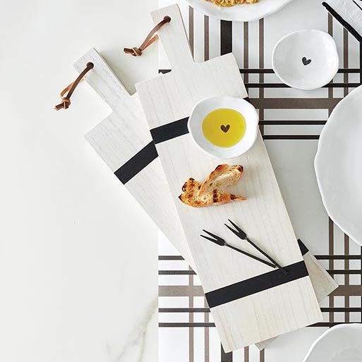 Charcuterie Board | Wood + Black Stripe