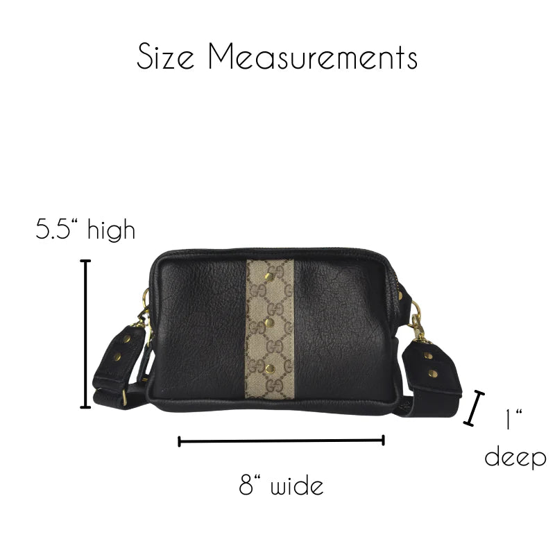 Designer Belt Bag In Black Leather | Upcycled Gucci