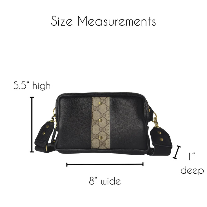 Designer Belt Bag In Black Leather | Upcycled Gucci