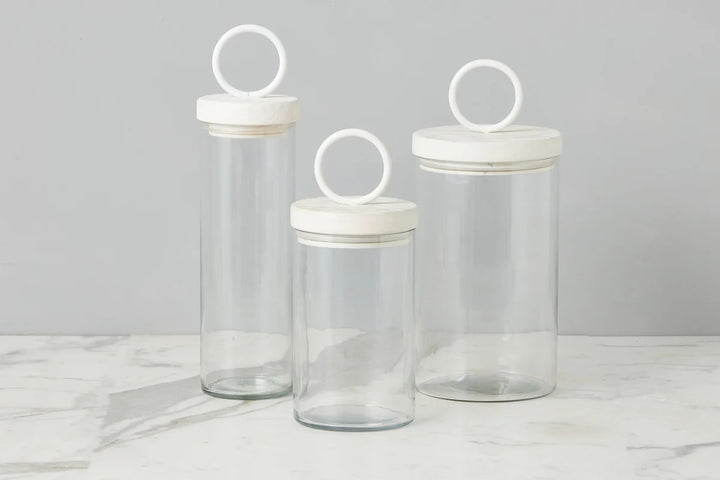 White Ring Canister | Glass