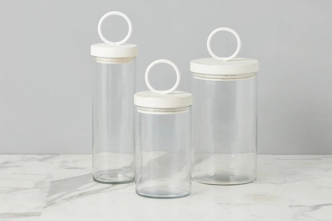 White Ring Canister | Glass