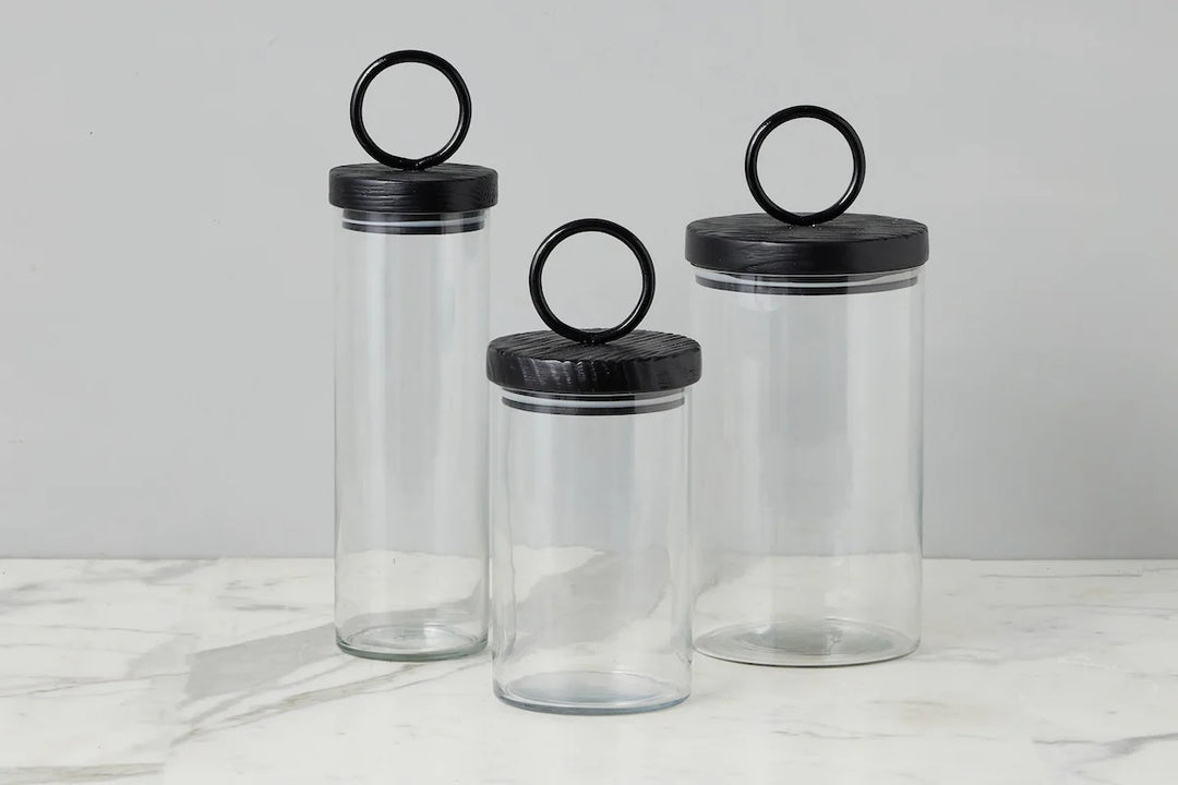 Black Ring Canister | Glass