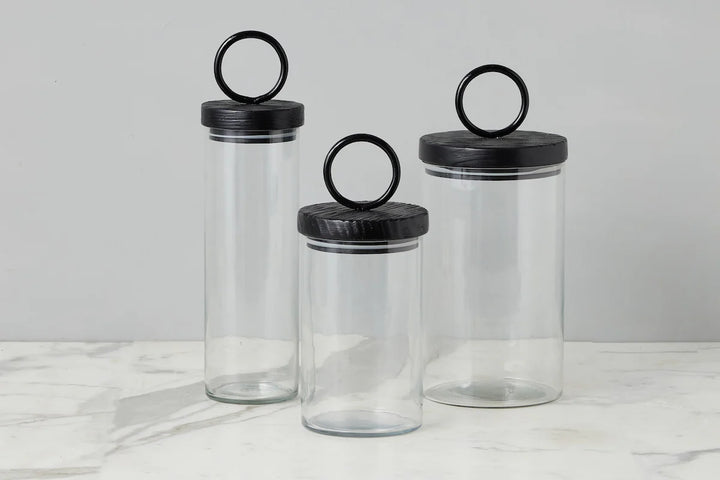 Black Ring Canister | Glass
