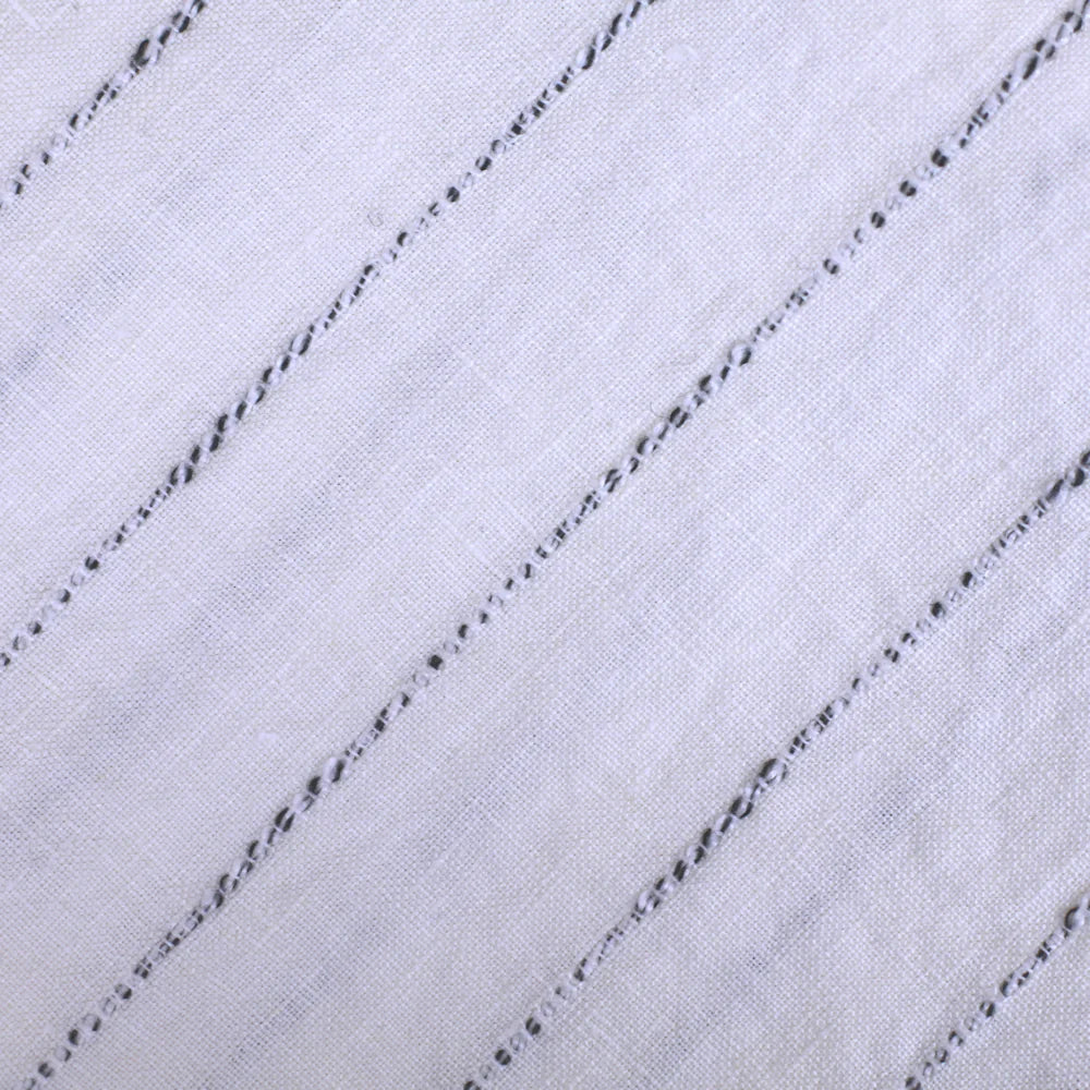 Linen Hand Towel | Stonewashed White with Twisted Black Yarn Stripes