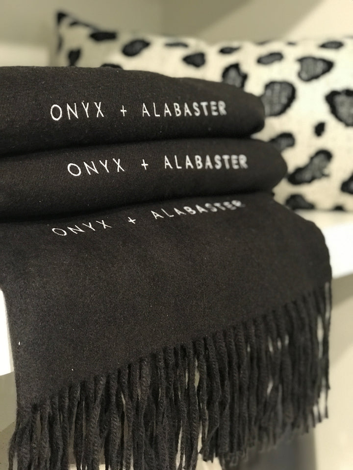 O+A Embroidered Throw Blanket | 60" x 52"