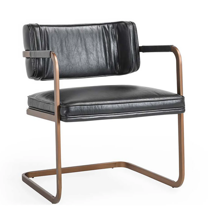Fiona Leather Dining Chair - Jet Black