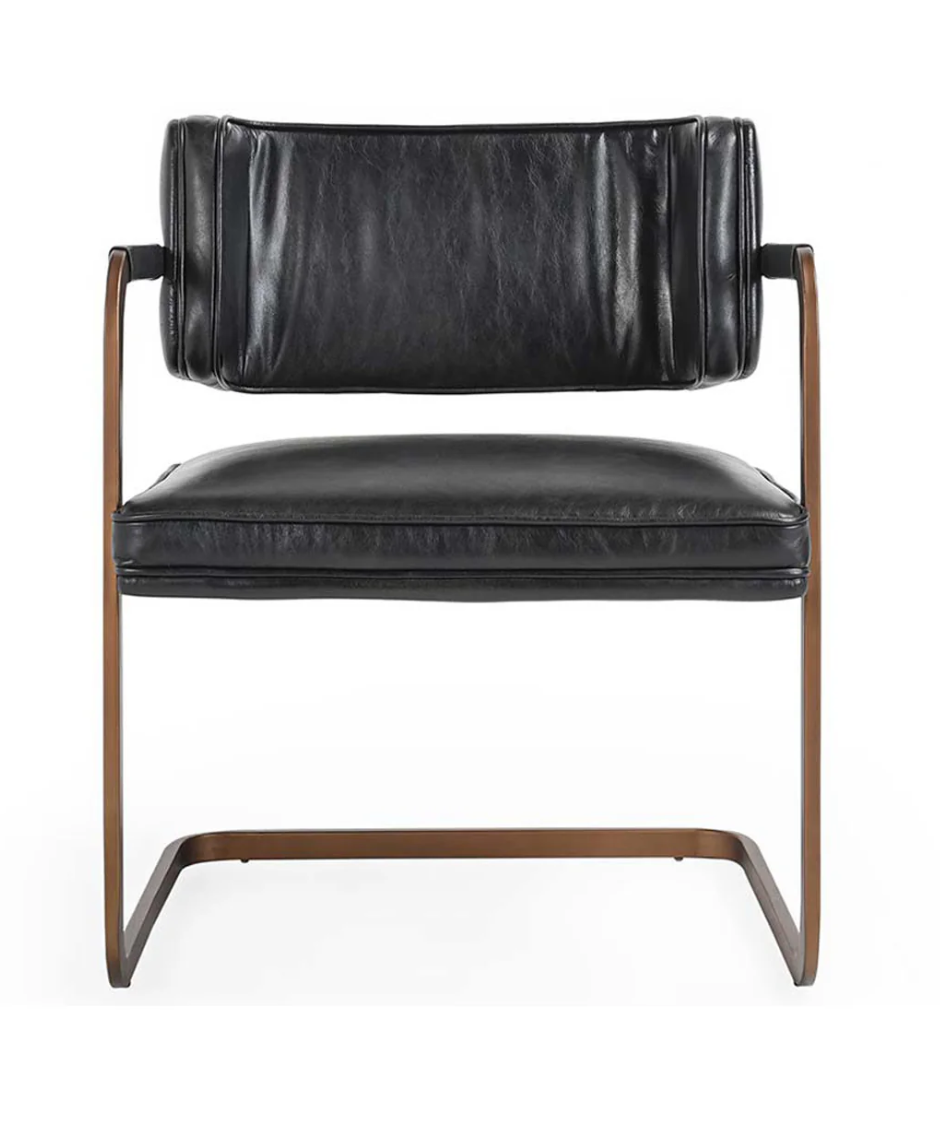 Fiona Leather Dining Chair - Jet Black