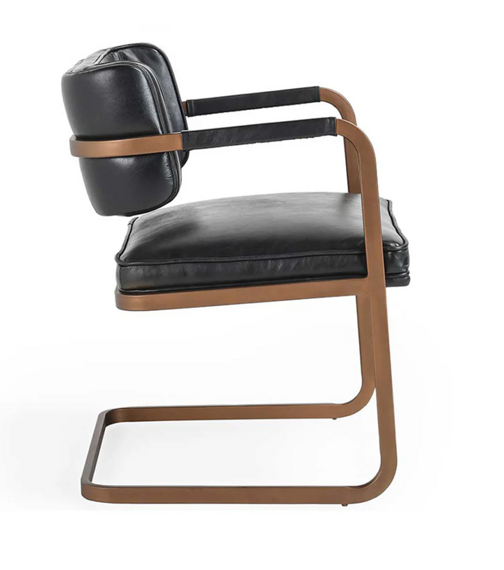 Fiona Leather Dining Chair - Jet Black