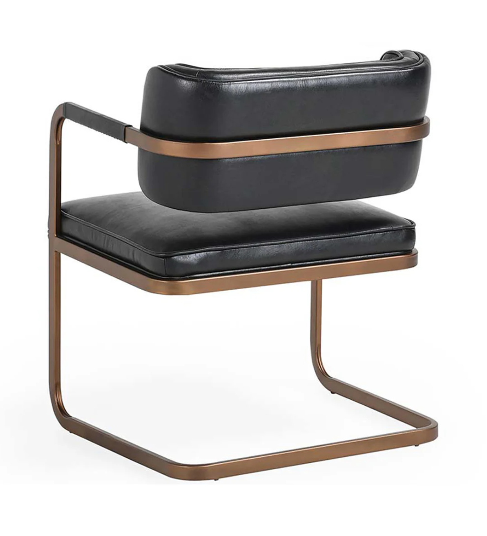 Fiona Leather Dining Chair - Jet Black