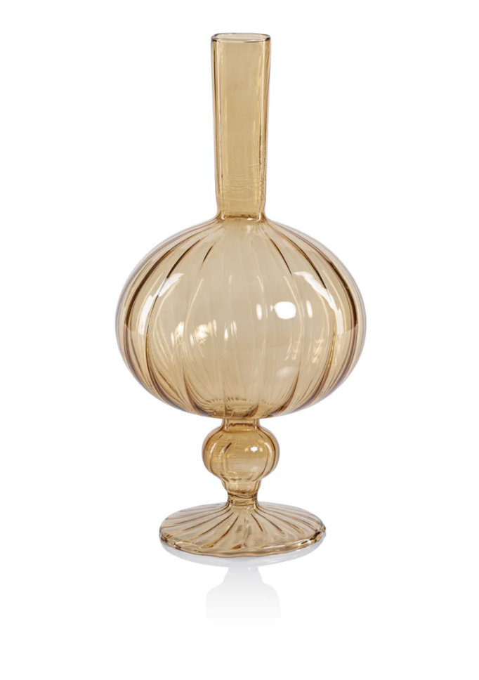 Venetian Spiral Vase | Onion Shape | Light Amber