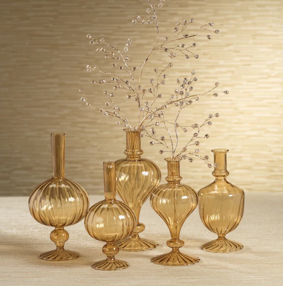 Venetian Spiral Vase | Onion Shape | Light Amber