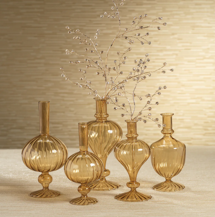 Venetian Spiral Vase | Onion Shape | Light Amber