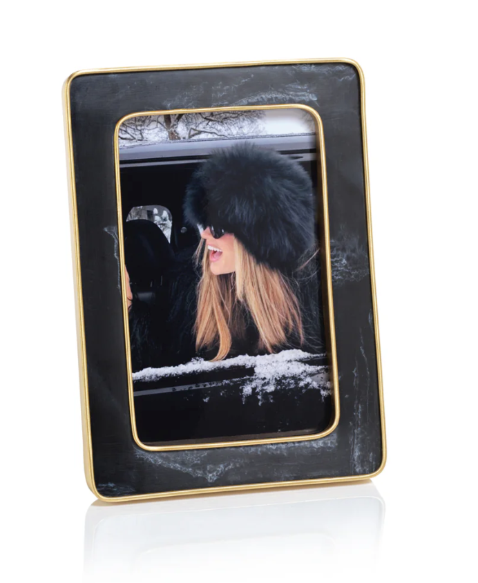 Black Resin Photo Frame with Antique Brass Trim |  4x6