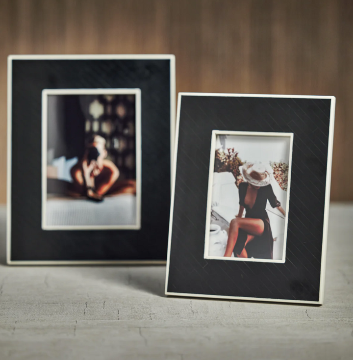 Black Inlay Design Photo Frame with White Inner Border | 4x6