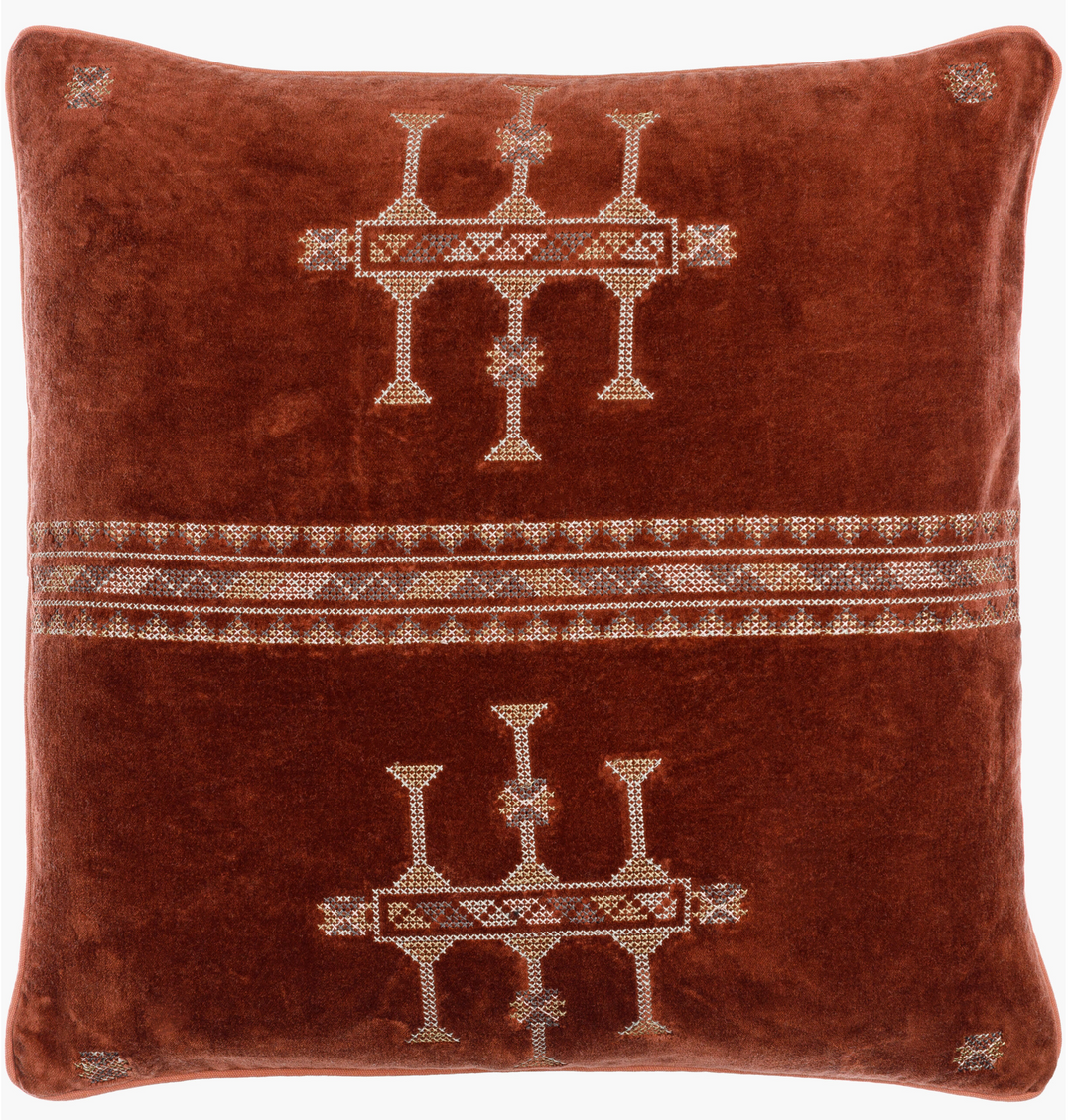 Embroidered Velvet Pillow