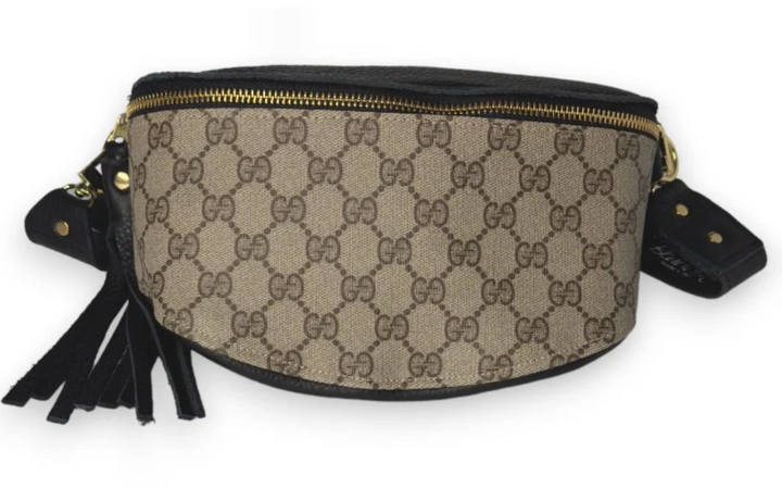 Britt Belt Bag | Full Front Upcycled GG | Black Leather