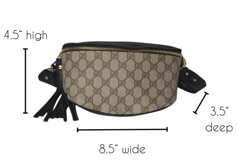 Britt Belt Bag | Full Front Upcycled GG | Black Leather