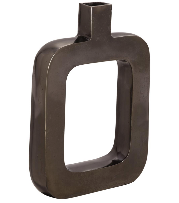 Black Aluminum Metal Decorative Vase with Cut Out Frame