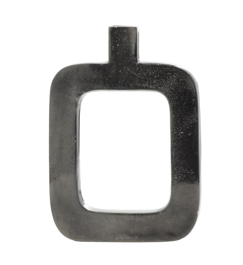 Black Aluminum Metal Decorative Vase with Cut Out Frame