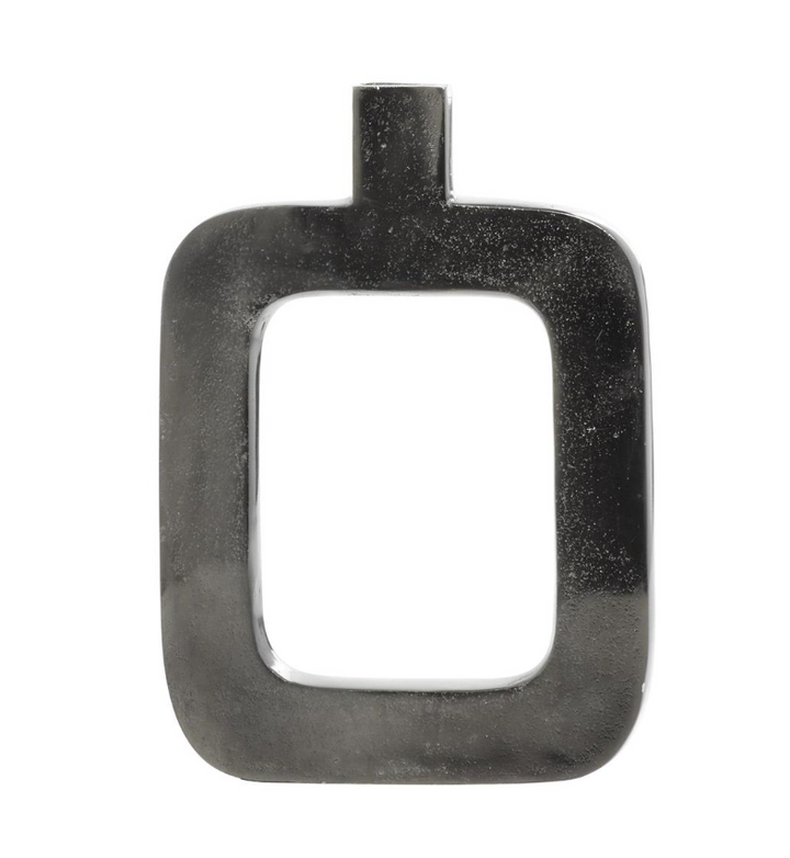 Black Aluminum Metal Decorative Vase with Cut Out Frame