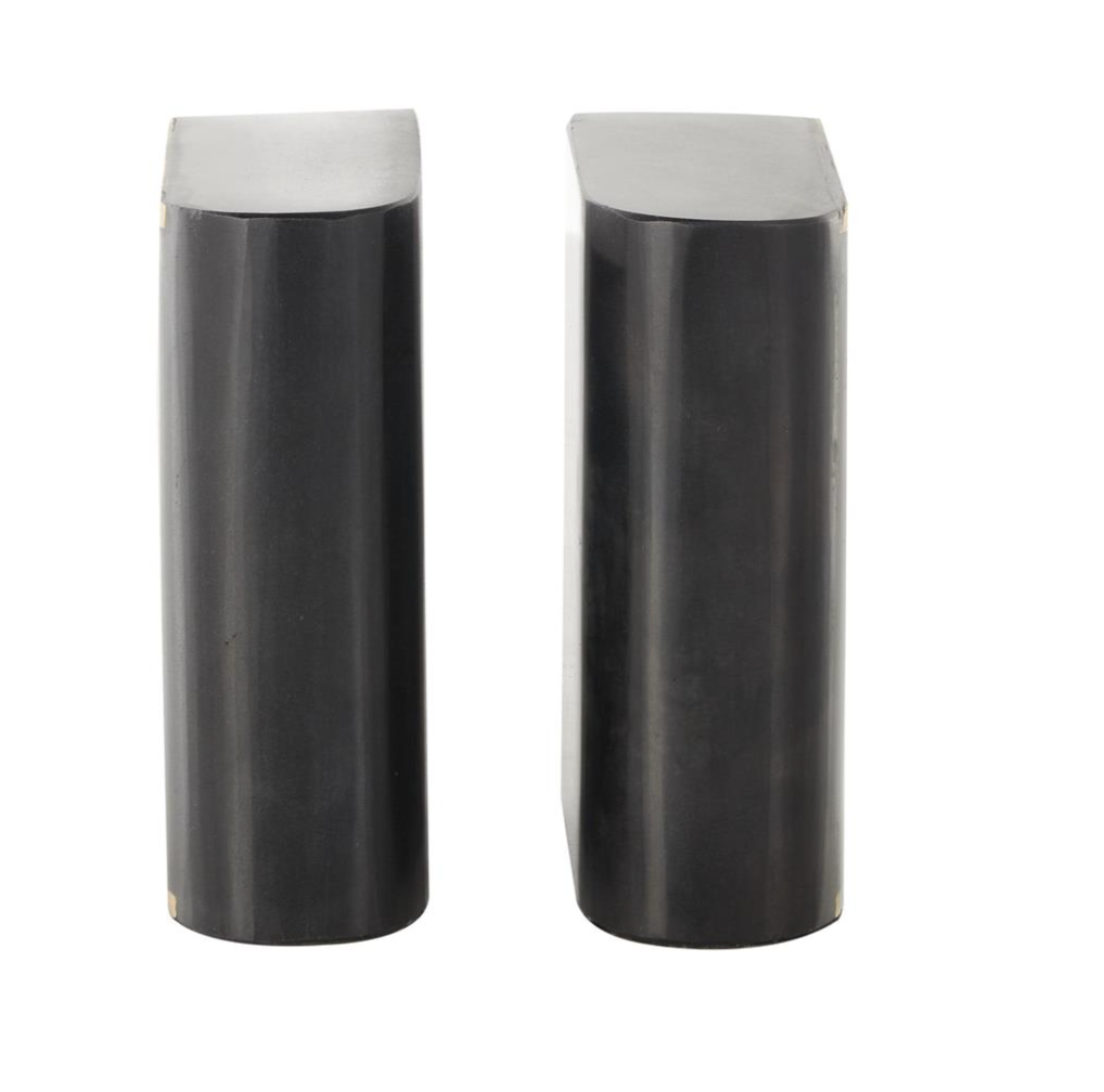 Marble Curved Rectangular Bookends | Black With Gold Accents