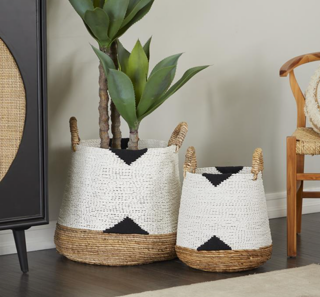 Banana Leaf Handmade Basket | Set | White