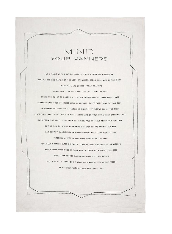 Tea Towel | "Mind Your Manners"