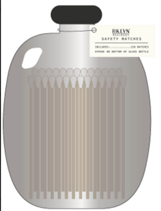 Matches |  Glass Bottle | Grey | 150ct