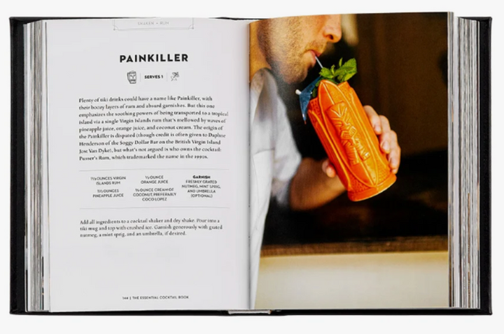 The Essential Cocktail Book | Black | Leather