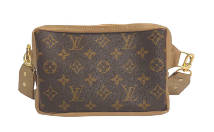 Designer Belt Bag In Bronze Leather | Upcycled LV Full Front