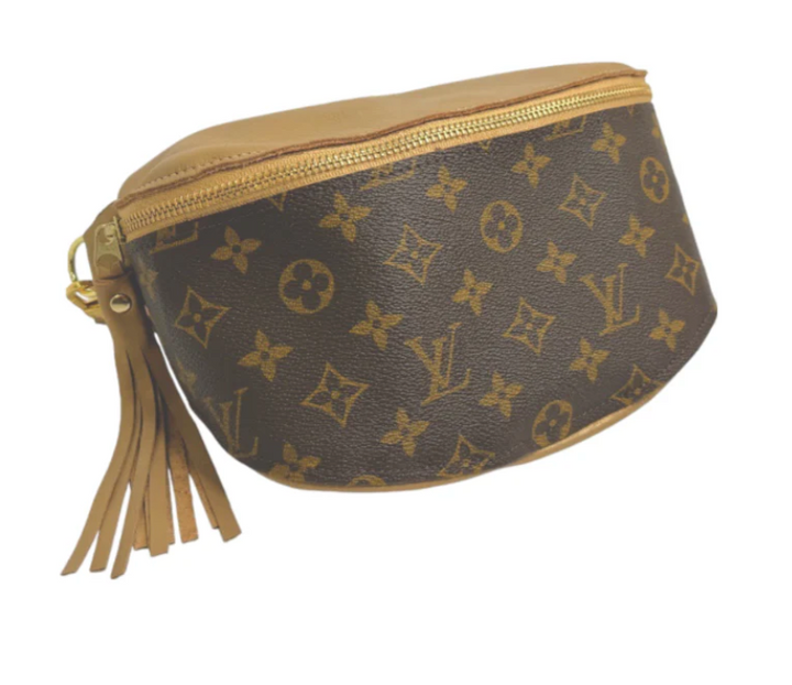 Upcycled LV Full Front Belt Bag in Bronze Leather