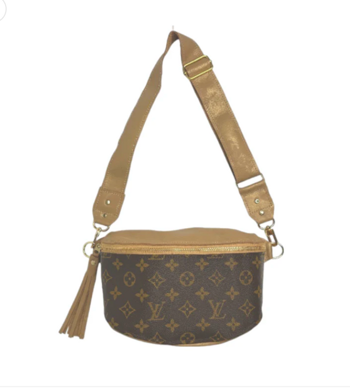 Upcycled LV Full Front Belt Bag in Bronze Leather