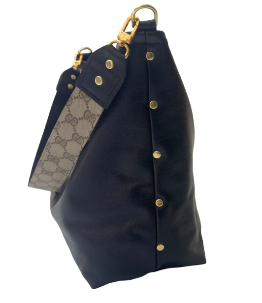 Sheila Shoulder Bag In Black Leather | Upcycled Gucci