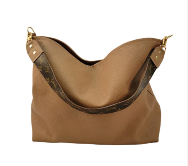 Sheila Shoulder Bag In Mocha Mousse Leather | Upcycled LV