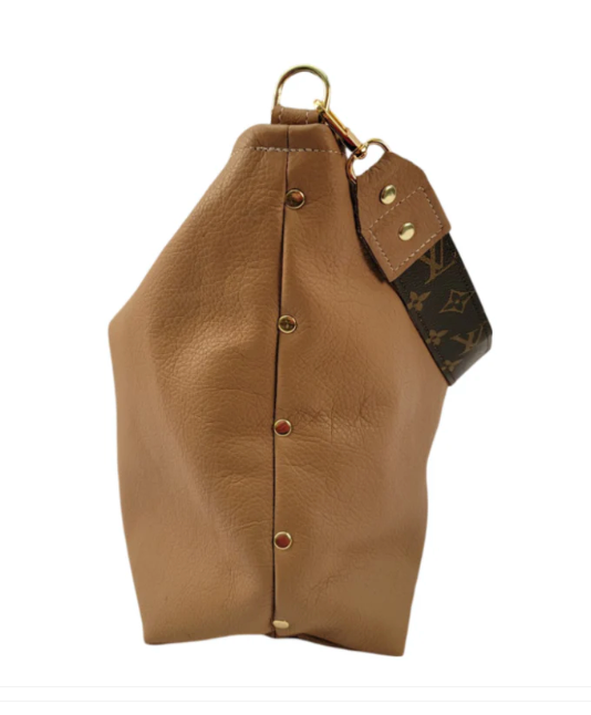 Sheila Shoulder Bag In Mocha Mousse Leather | Upcycled LV