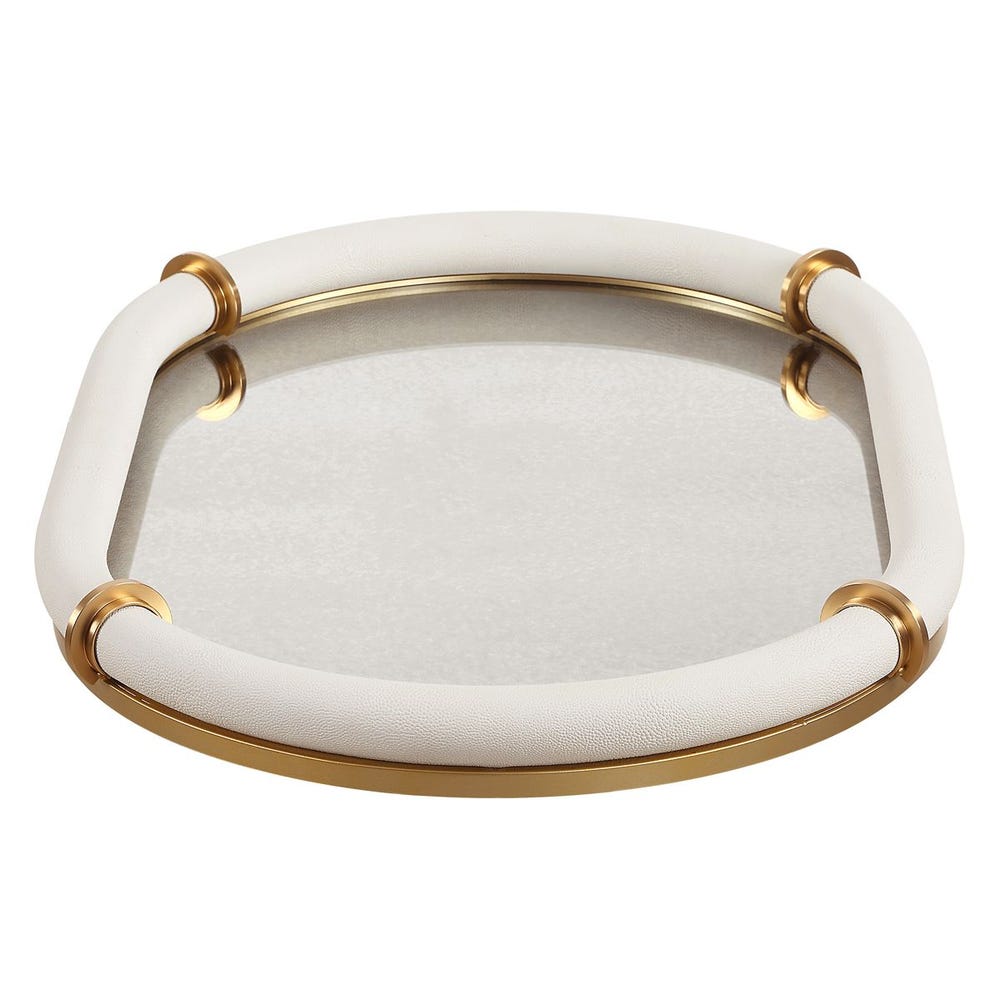 Candice Oval Tray | Mirror + Shagreen
