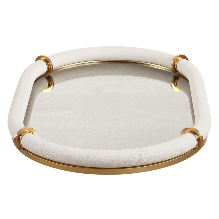 Candice Oval Tray | Mirror + Shagreen