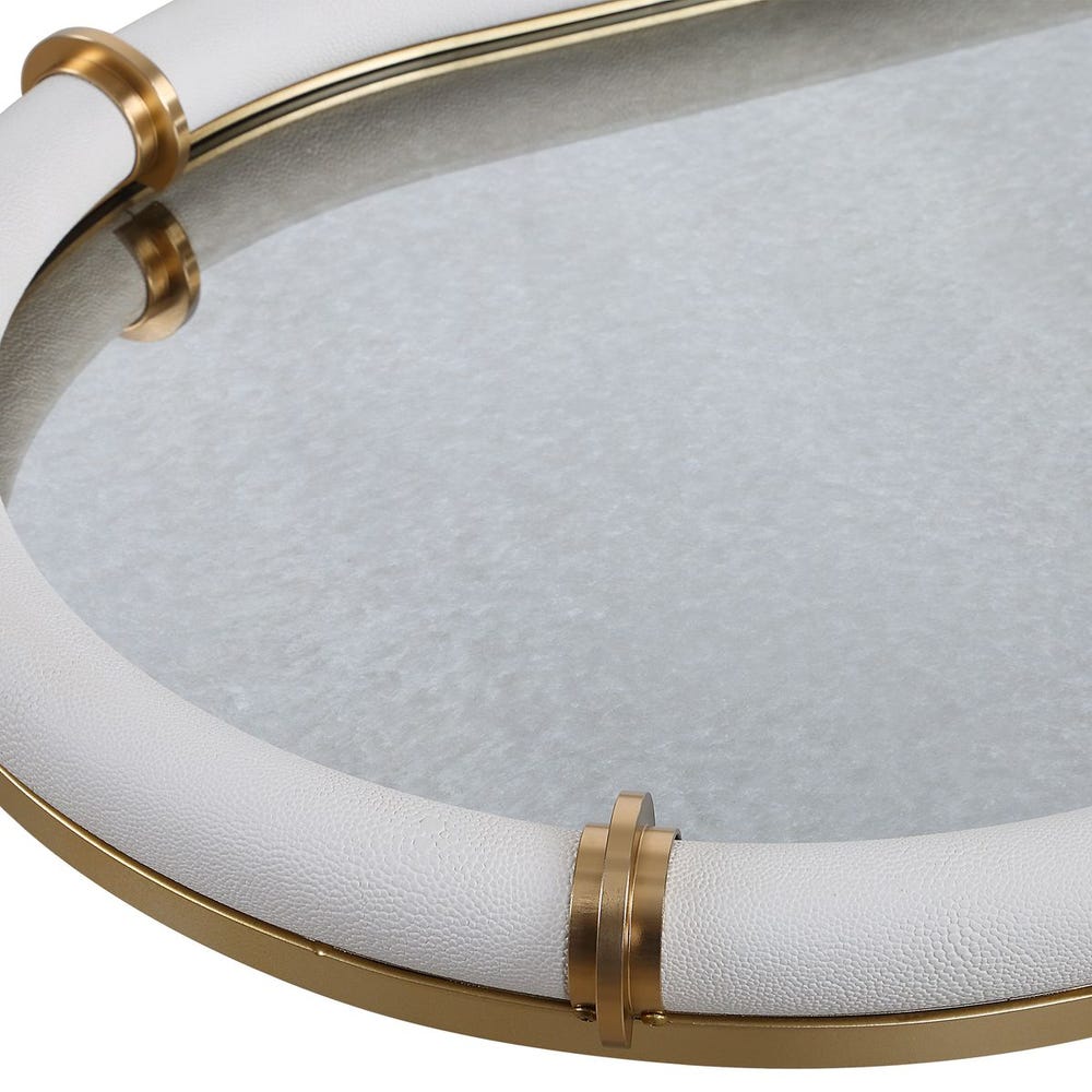 Candice Oval Tray | Mirror + Shagreen