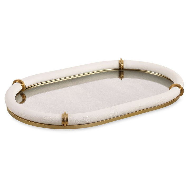 Candice Oval Tray | Mirror + Shagreen