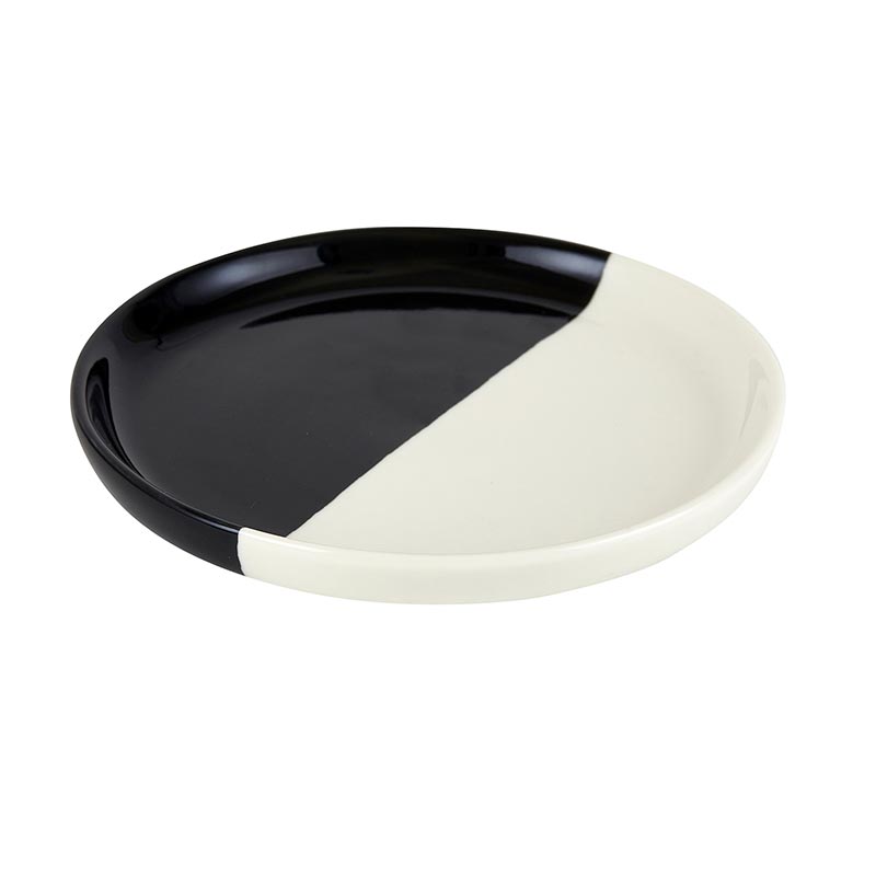 Dipped Plate | Glossy Black + White