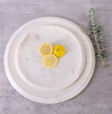 Round Tray 12" | White Marble