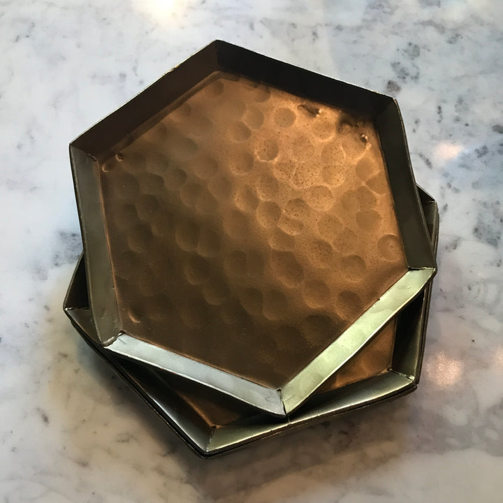 Mini Hexagonal Tray | 6" Brass