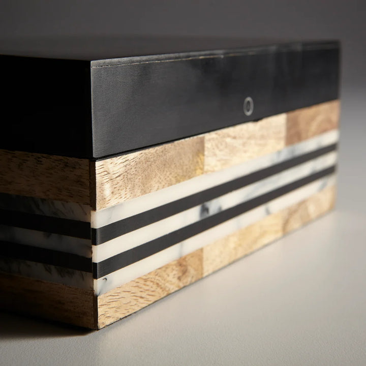 Avonna Container - Natural Wood + Black Resin