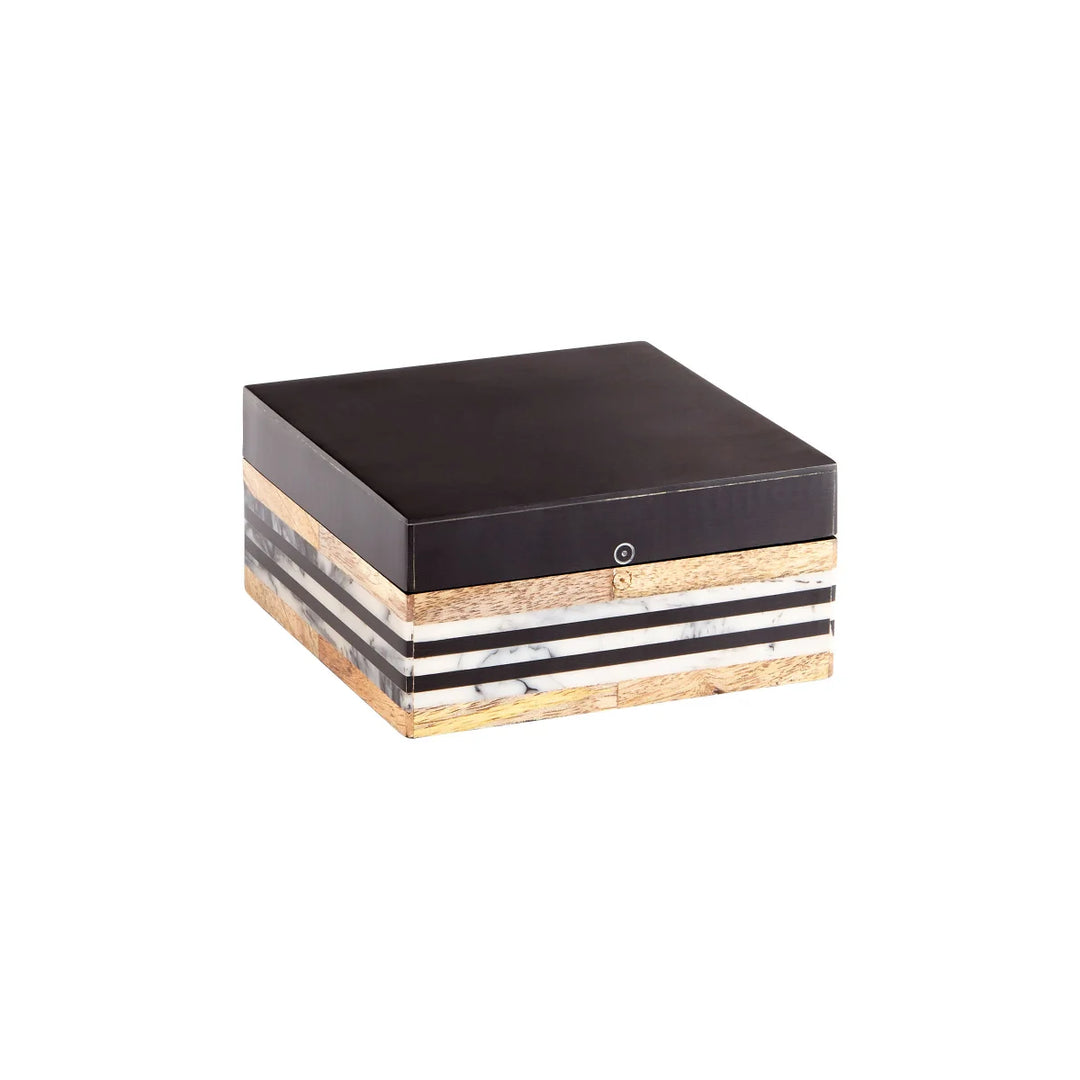 Avonna Container - Natural Wood + Black Resin